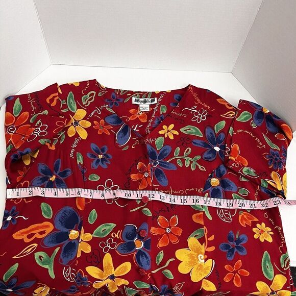 VTG Jacque & Koko Romper Womens 14/16 Pockets Floral Red Multicolor *See Note - Picture 7 of 16
